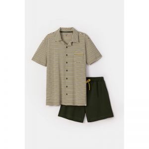 Herenpyjama korte mouwen 927 beige stree