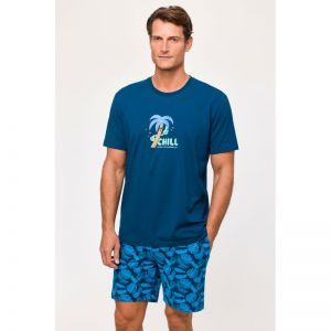Herenpyjama, korte mouwen 891 donkerblauw