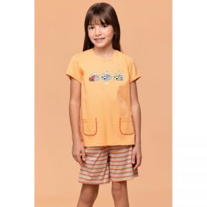 Meisjespyjama, korte mouwen 519 oranje