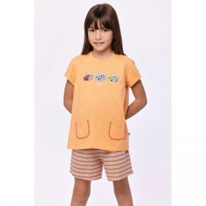 Meisjespyjama, korte mouwen 519 oranje