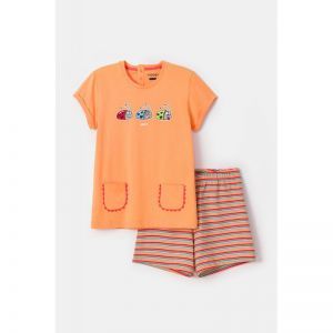 Meisjespyjama, korte mouwen 519 oranje
