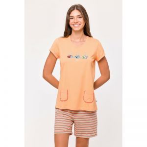 Damespyjama, korte mouwen 519 oranje