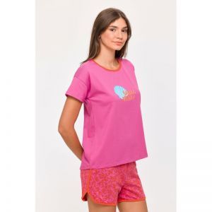 Damespyjama korte mouwen 363 fuchsia