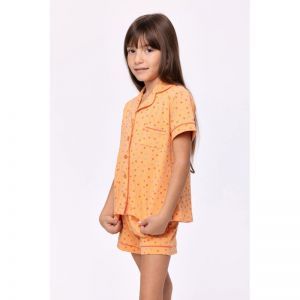 Meisjespyjama korte mouwen 913 oranje boll