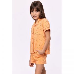 Meisjespyjama korte mouwen 913 oranje boll