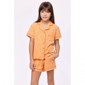 Meisjespyjama korte mouwen 913 oranje boll
