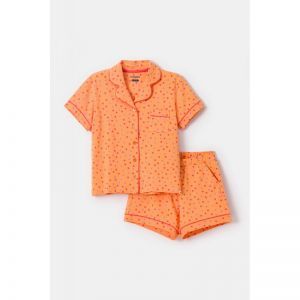 Meisjespyjama korte mouwen 913 oranje boll