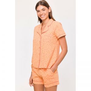Damespyjama, korte mouwen 913 oranje boll