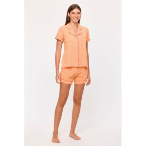 Damespyjama, korte mouwen 913 oranje boll