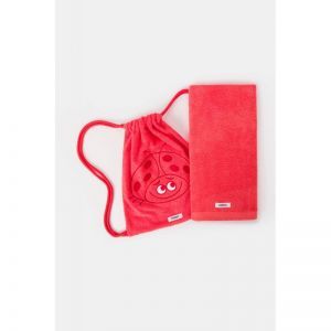 Handdoek 70x140cm + rugzakje 488 koraalrood