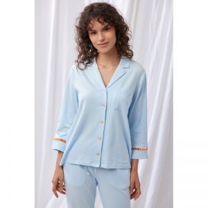 Damespyjama, doorknoop 888 licht blauw