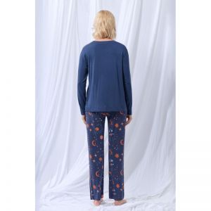 Damespyjama met lange mouwen 831 donkerblauw