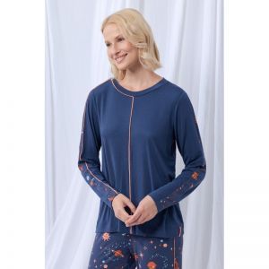 Damespyjama met lange mouwen 831 donkerblauw