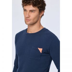 Herenpyjama lange mouwen 831 donkerblauw