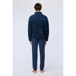 Heren sweater in teddy 831 donkerblauw