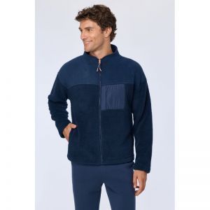 Heren sweater in teddy 831 donkerblauw