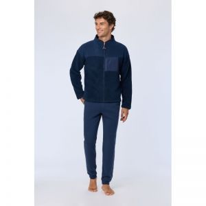 Heren sweater in teddy 831 donkerblauw