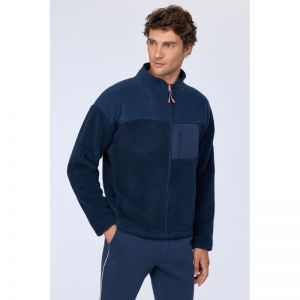 Heren sweater in teddy 831 donkerblauw