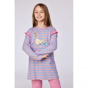 Meisjespyjama, lange mouwen 911 blauw-roze