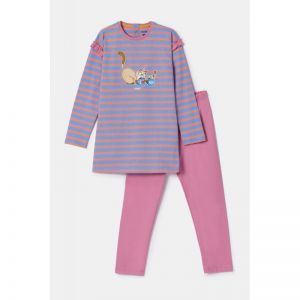 Meisjespyjama, lange mouwen 911 blauw-roze