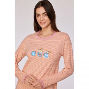 Slaapkleedje, lange mouwen 927 roze-gele s