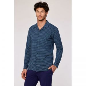 Heren pyjama, doorknoop 931 donkerblauw