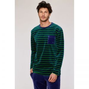 Herenpyjama in velours 918 groene stre