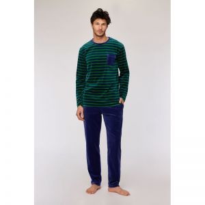 Herenpyjama in velours 918 groene stre