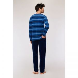 Herenpyjama in velours 943 blauwe stre