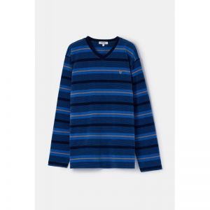 Herenpyjama in velours 943 blauwe stre