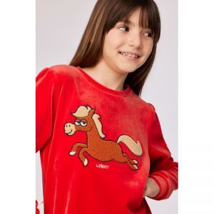 Meisjespyjama in velours 489 rood