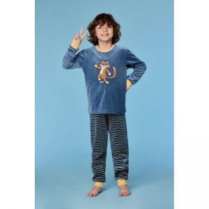 Jongenspyjama in velours 189 blauwgrijs