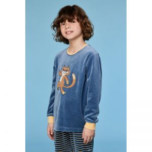 Jongenspyjama in velours 189 blauwgrijs