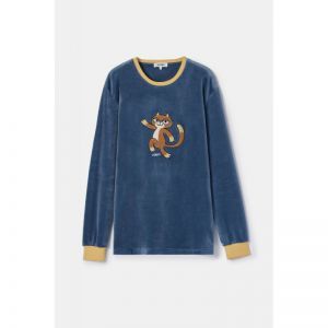 Herenpyjama in velours 189 blauwgrijs