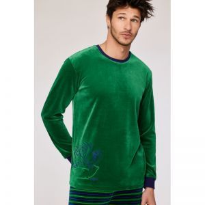 Herenpyjama in velours 792 donkergroen