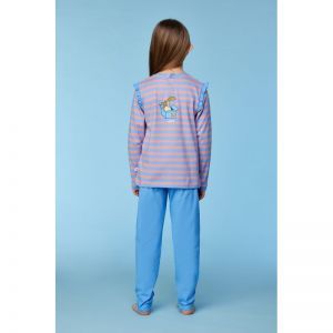Meisjespyjama, lange mouwen 911 blauw-roze