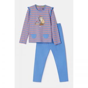 Meisjespyjama, lange mouwen 911 blauw-roze
