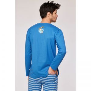 Herenpyjama lange mouwen 879 donkerblauw
