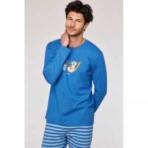 Herenpyjama lange mouwen 879 donkerblauw