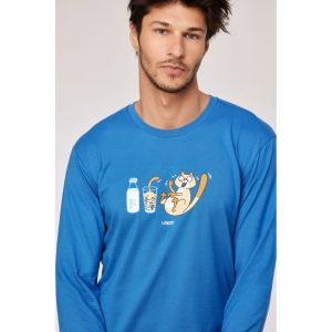 Herenpyjama lange mouwen 879 donkerblauw