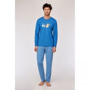Herenpyjama lange mouwen 879 donkerblauw
