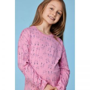 Meisjespyjama, lange mouwen 923 roze katten
