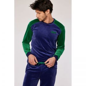 Herenpyjama in velours 897 donkerblauw