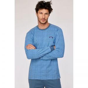 Herenpyjama, lange mouwen 926 blauwe ruit
