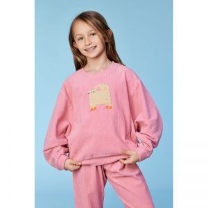 Meisjespyjama in velours 404 roze
