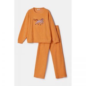 Damespyjama in ribvelours 509 zacht oranj