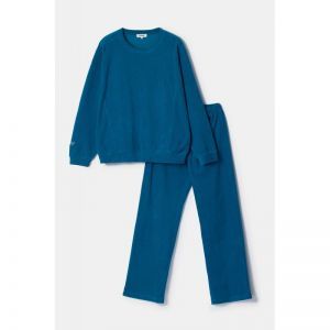 Damespyjama in ribvelours 795 groenblauw