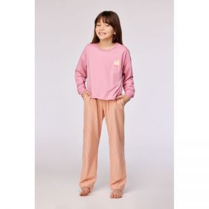 Meisjespyjama lange mouwen 404 roze