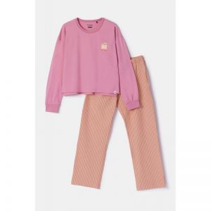Meisjespyjama lange mouwen 404 roze