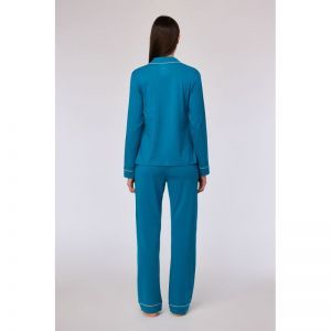 Damespyjama, lange mouwen 795 groenblauw